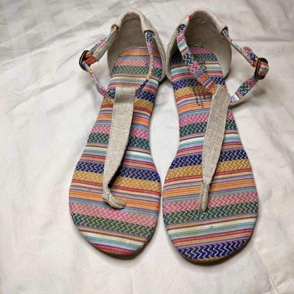 Toms Multicolor Cream Canvas Gladiator Sandals Size 6